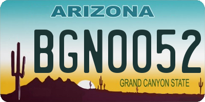 AZ license plate BGN0052