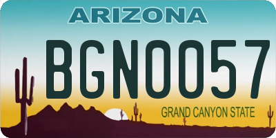 AZ license plate BGN0057