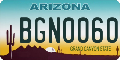 AZ license plate BGN0060