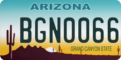AZ license plate BGN0066