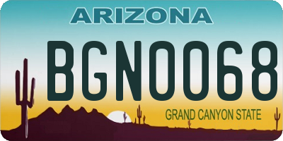 AZ license plate BGN0068