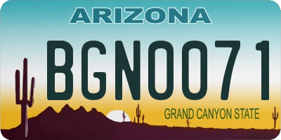 AZ license plate BGN0071
