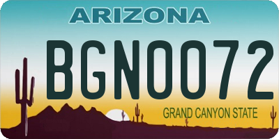 AZ license plate BGN0072