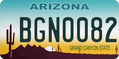 AZ license plate BGN0082