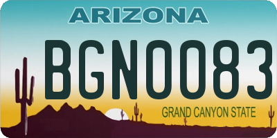 AZ license plate BGN0083