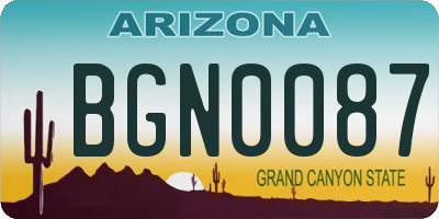 AZ license plate BGN0087