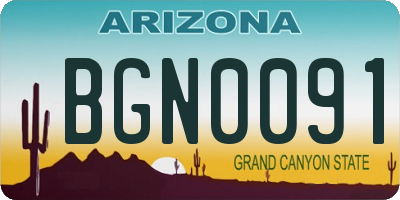 AZ license plate BGN0091