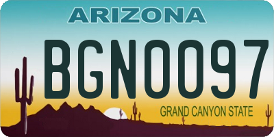 AZ license plate BGN0097