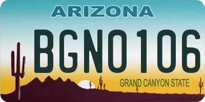 AZ license plate BGN0106
