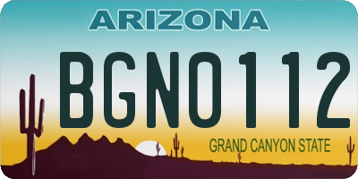 AZ license plate BGN0112