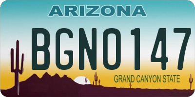 AZ license plate BGN0147