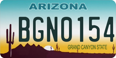 AZ license plate BGN0154