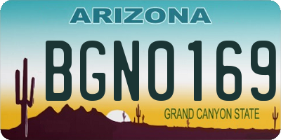 AZ license plate BGN0169