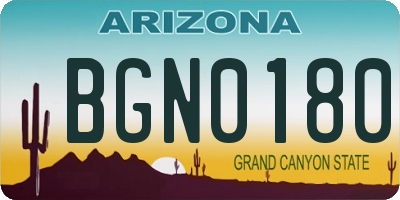 AZ license plate BGN0180