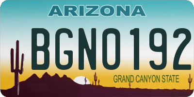 AZ license plate BGN0192