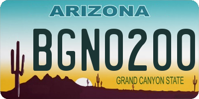 AZ license plate BGN0200