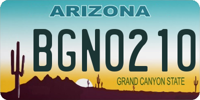 AZ license plate BGN0210