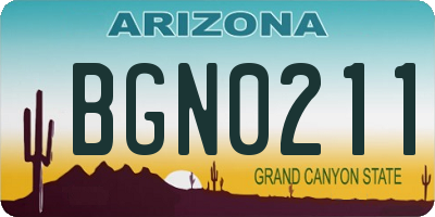 AZ license plate BGN0211