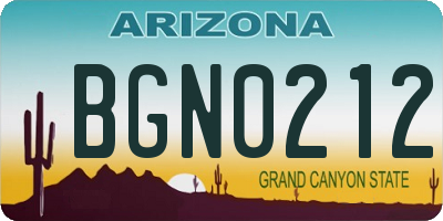 AZ license plate BGN0212