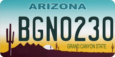 AZ license plate BGN0230