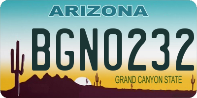AZ license plate BGN0232