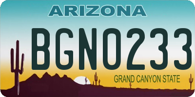 AZ license plate BGN0233