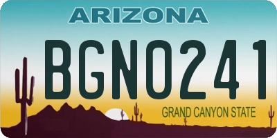 AZ license plate BGN0241