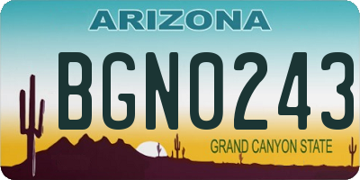 AZ license plate BGN0243