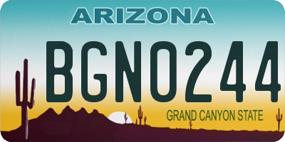 AZ license plate BGN0244