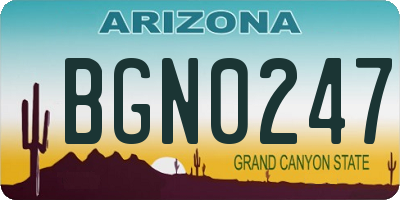AZ license plate BGN0247