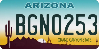 AZ license plate BGN0253