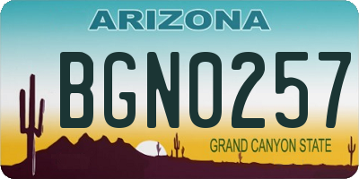 AZ license plate BGN0257