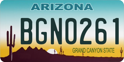 AZ license plate BGN0261