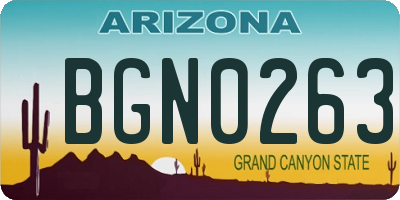 AZ license plate BGN0263