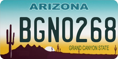 AZ license plate BGN0268