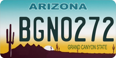 AZ license plate BGN0272