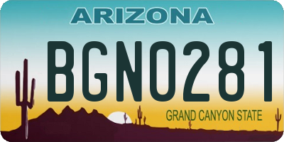 AZ license plate BGN0281