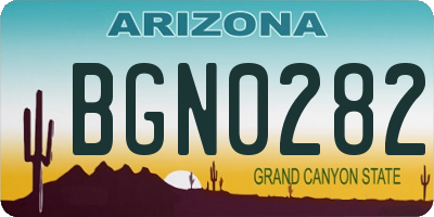 AZ license plate BGN0282