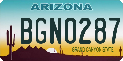 AZ license plate BGN0287