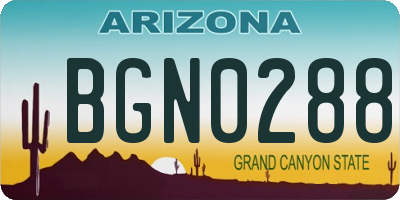 AZ license plate BGN0288