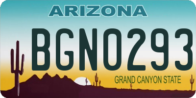 AZ license plate BGN0293