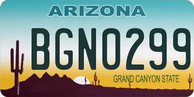 AZ license plate BGN0299