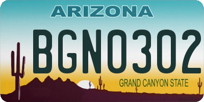 AZ license plate BGN0302