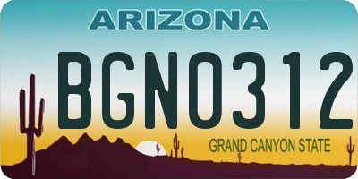 AZ license plate BGN0312