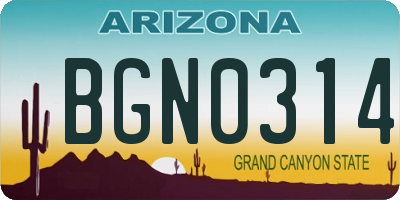 AZ license plate BGN0314