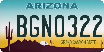 AZ license plate BGN0322
