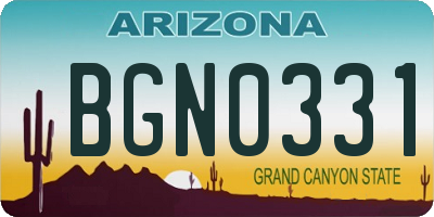 AZ license plate BGN0331