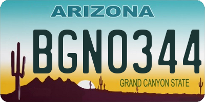 AZ license plate BGN0344