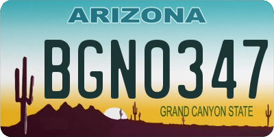 AZ license plate BGN0347