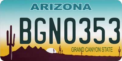 AZ license plate BGN0353